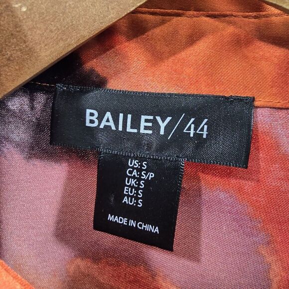 Bailey 44 Shirt Womens Small Orange Purple Satin Button Up Retro Disco Groovy - Picture 3 of 13